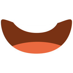 Brown smiling mouth with pink lips, facial expression illustration perfect for character or emoji designs.