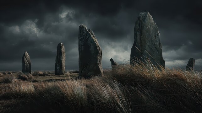 Ancient Standing Stones Under a Dramatic Sky.