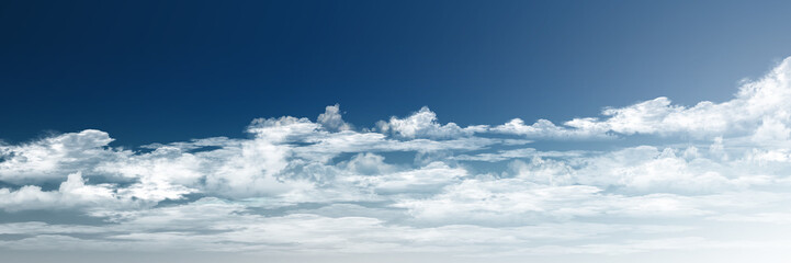 Naklejka premium clouds in the sky/Blue sky with fluffy white clouds on the horizon and clear atmosphere.