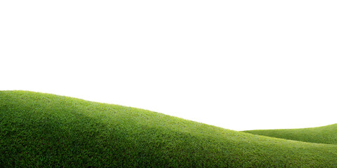 green grass field/Green grass meadow field with slope hill, outdoor nature landscape PNG background.