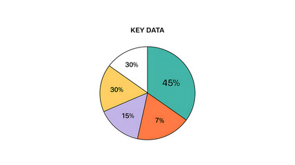 Dynamic pie chart illustrating key data percentages for business reports and presentations