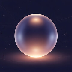 Obraz premium Luminous sphere floating against dark cosmic background with stars and thin lines, ethereal glow