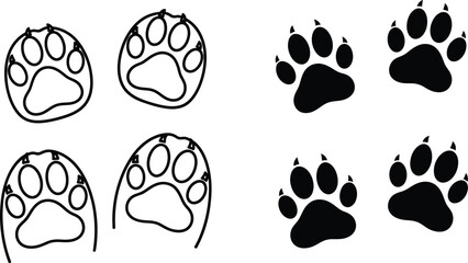 Fototapeta premium Vector illustration of bear paw print animal track footprint