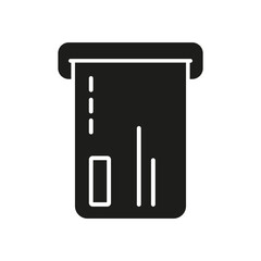Atm Card Inserting Into Machine Solid Icon. Automated Teller Machine Transaction And Banking Process Silhouette Symbol. Financial Transaction And Payment System. Isolated Vector Illustration