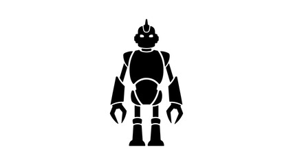 Retro robot icon with transparent background