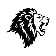 Roaring lion head with transparent background