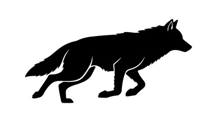 Running wolf silhouette with transparent background