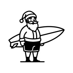 Santa Claus surfing with transparent background