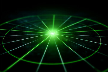 Green radial pulse design with light effect and dark background