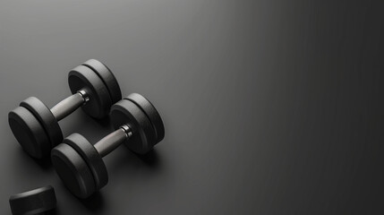 Gym Training Dumbbells. Black Dumbbells on Neutral Background
