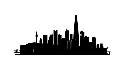 Obraz premium Shanghai skyline silhouette with transparent background