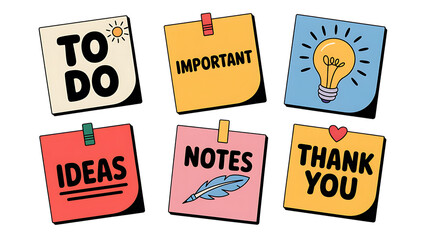 Stay organized with colorful sticky notes for to-do lists, ideas, and important reminders
