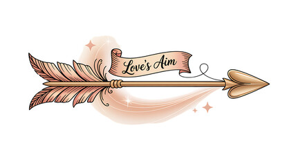 Elegant love's aim arrow design with heart-shaped point for Valentine's Day projects