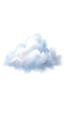 A soft, hand-painted watercolor cloud in shades of blue and white, isolated on a plain background.