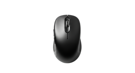 Isolated black optical mouse with scroll wheel for computer or laptop, home or office use