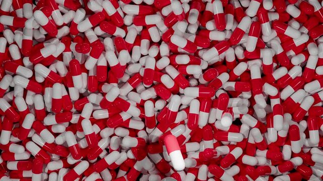 Pills falling down, drugs for health issues, painkillers, overdose problem