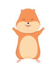 Cartoon hamster. Fluffy domestic pet, funny rodent. Happy home rodent animal. Vector illustration isolated on white background