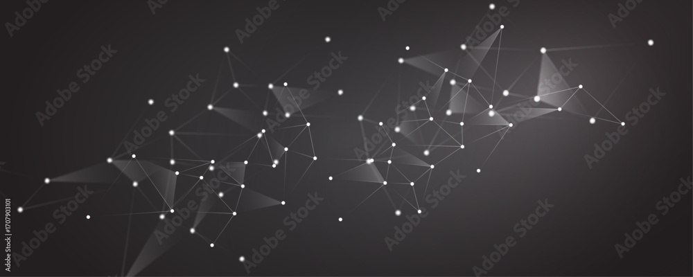 Wall mural abstract white polygon connection mesh futuristic communication technology concept dots lines connec