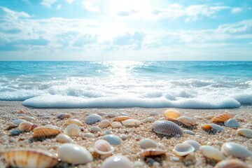 Rocky beach with sea waves