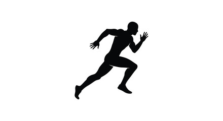 a silhouette figure running swiftly with arms extended forward
