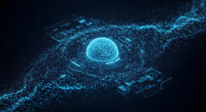 Digital Bitcoin Network Abstract Illustration: Navigating the Future of Cryptocurrency through Blockchain Technology and Global Financial Transactions of tomorrow.