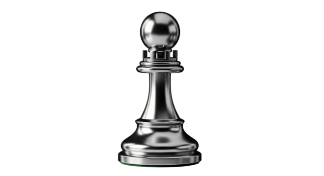 Isolated chess pawn piece for strategy game a detailed, metallic-textured, shiny pawn shape