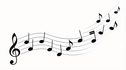 Musical Notes on White Background with Treble Clef
