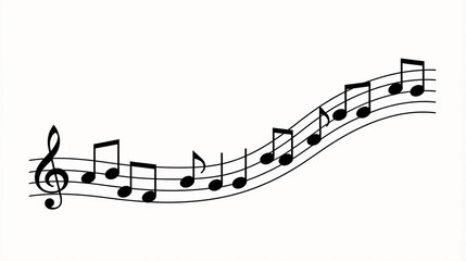 Musical Notes on White Background with Treble Clef