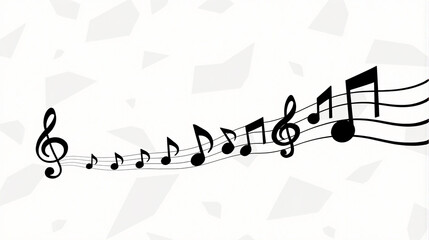 Musical Notes on White Background with Treble Clef