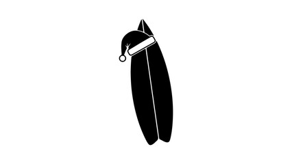 Surfboard with santa hat with transparent background