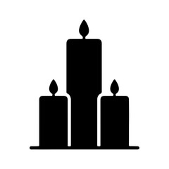 Three burning candles with transparent background