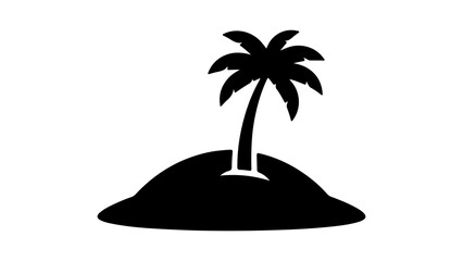 Tropical island with palm tree with transparent background