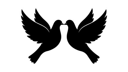 Obraz premium Two doves facing each other with transparent background