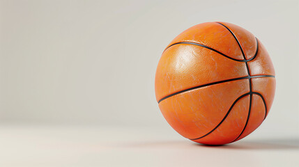 Fototapeta premium Classic Basketball on Neutral Background Orange Sports Ball Close-Up