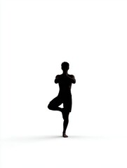 Minimalist yoga pose silhouette in high fidelity for tranquil design concepts