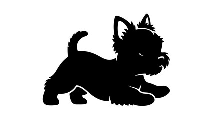 Yorkshire terrier puppy silhouette with transparent background
