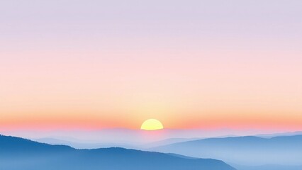 Fototapeta premium soft pastel sunrise over hills with minimalistic gradient sky, peaceful nature scene.