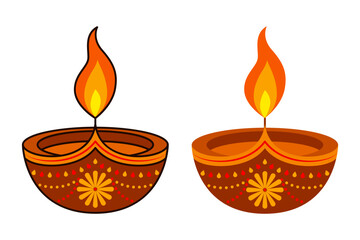 Vector illustration of beautiful Diya set on transparent background