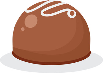 A delicious, round chocolate bonbon with a decorative swirl on top. An isolated vector illustration of a gourmet candy. Generative AI