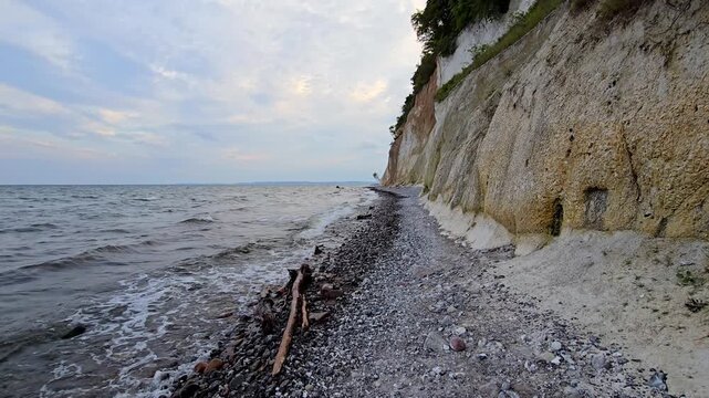 Scenic coastline with white chalk cliffs National Park Jasmund Ruegen