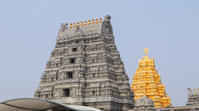 Newly Built Yadagirigutta Sri Lakshmi Narasimha Swamy Devasthanam, Famous Temple Near Hyderabad,  Yadagirigutta, Hyderabad, Telangana, India.