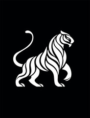 Majestic Tiger Tribal Style Vector Illustration on Black Background
