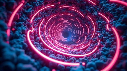 Blue and green spiral vortex with a swirling fractal texture and abstract light design