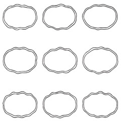 Whimsical Oval Wedding Frames – Hand-Drawn Vintage Black Line Set