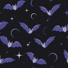 Bat, seamless pattern, hand drawn