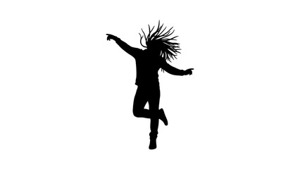 Jumping woman silhouette with transparent background