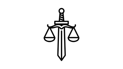 Justice symbol with sword and scales with transparent background
