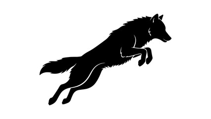 Leaping wolf silhouette with transparent background