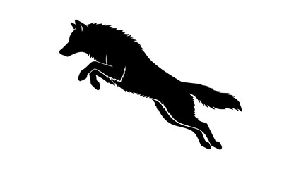 Leaping wolf silhouette with transparent background