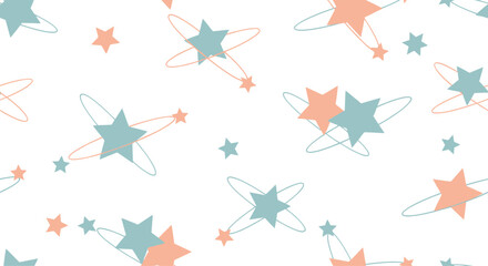 Seamless pattern of whimsical hand drawn pastel stars.
